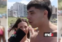 Presentó a sus dos novias en vivo en una playa de Mar del Plata y el video se volvió viral