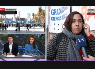Una médica cruzó en vivo a LN+ durante la Marcha Federal Universitaria: “¿Por qué tenemos que explicar nosotros de dónde sacar la plata?” Médica universitaria durante una entrevista en LN+ en la Marcha Federal Universitaria