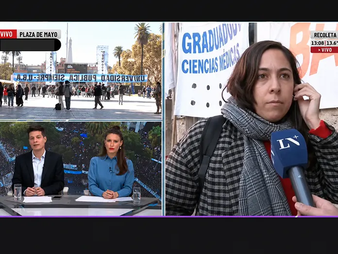 medica-ln-marcha-universitaria-viral Médica universitaria durante una entrevista en LN+ en la Marcha Federal Universitaria